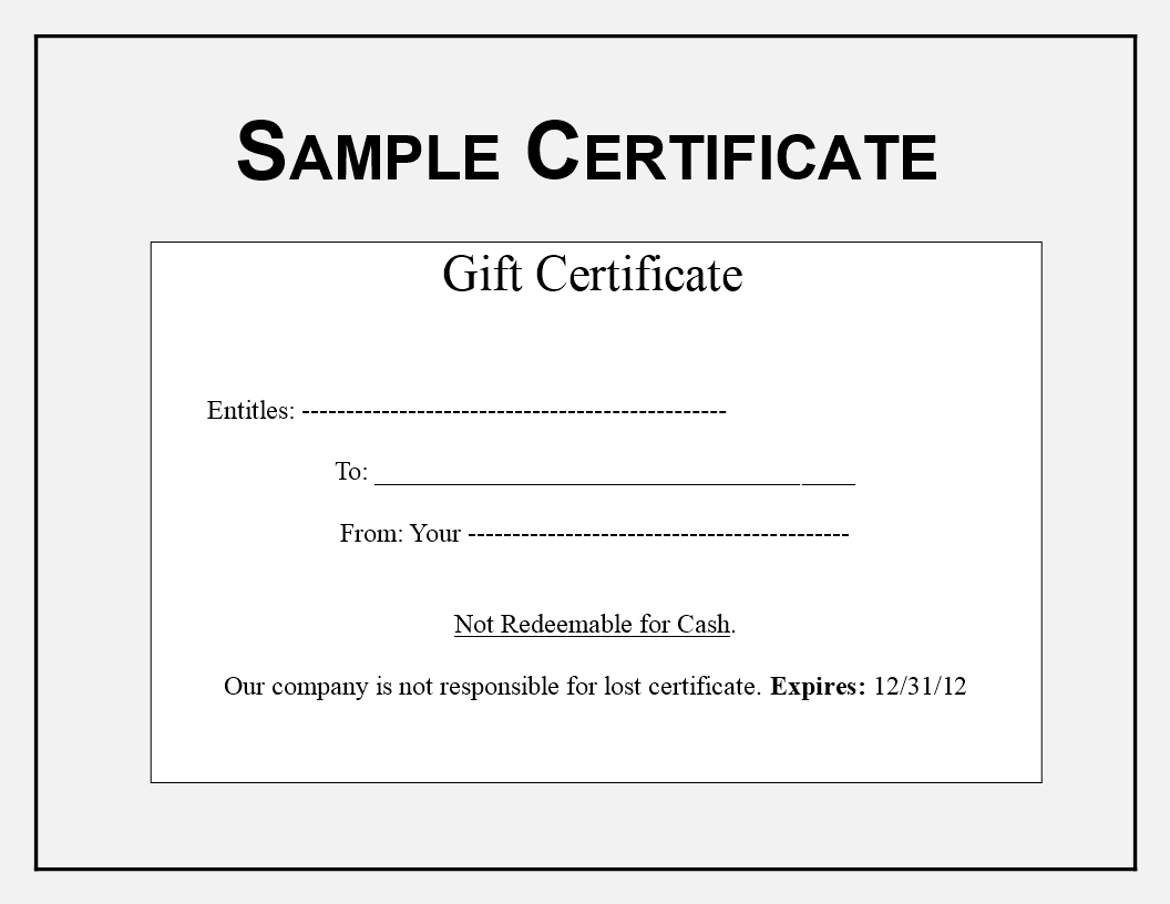 Gift Certificate Sample | Templates At Allbusinesstemplates With Regard To Sales Certificate Template