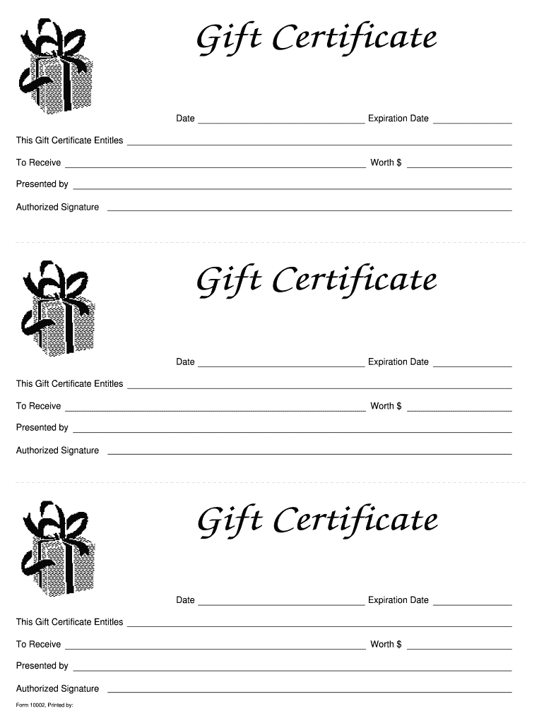 Gift Certificate Template Free - Fill Online, Printable In Regarding Printable Gift Certificates Templates Free