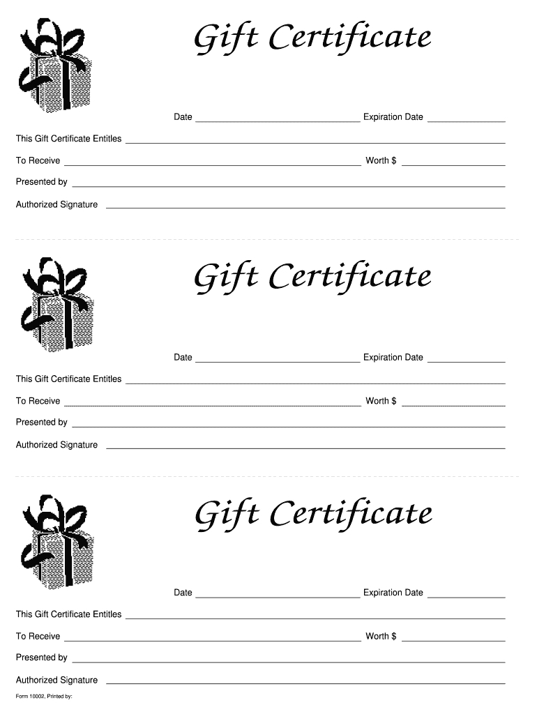 Gift Certificate Template Free – Fill Online, Printable In Regarding Printable Gift Certificates Templates Free