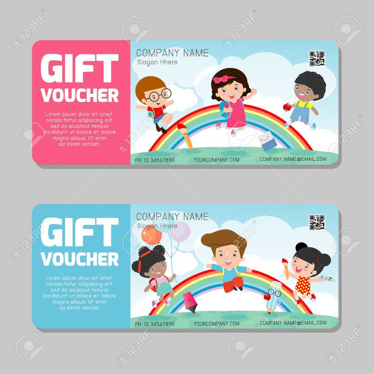 Gift Voucher Template And Modern Pattern. Kids Concept. Voucher.. Inside Kids Gift Certificate Template