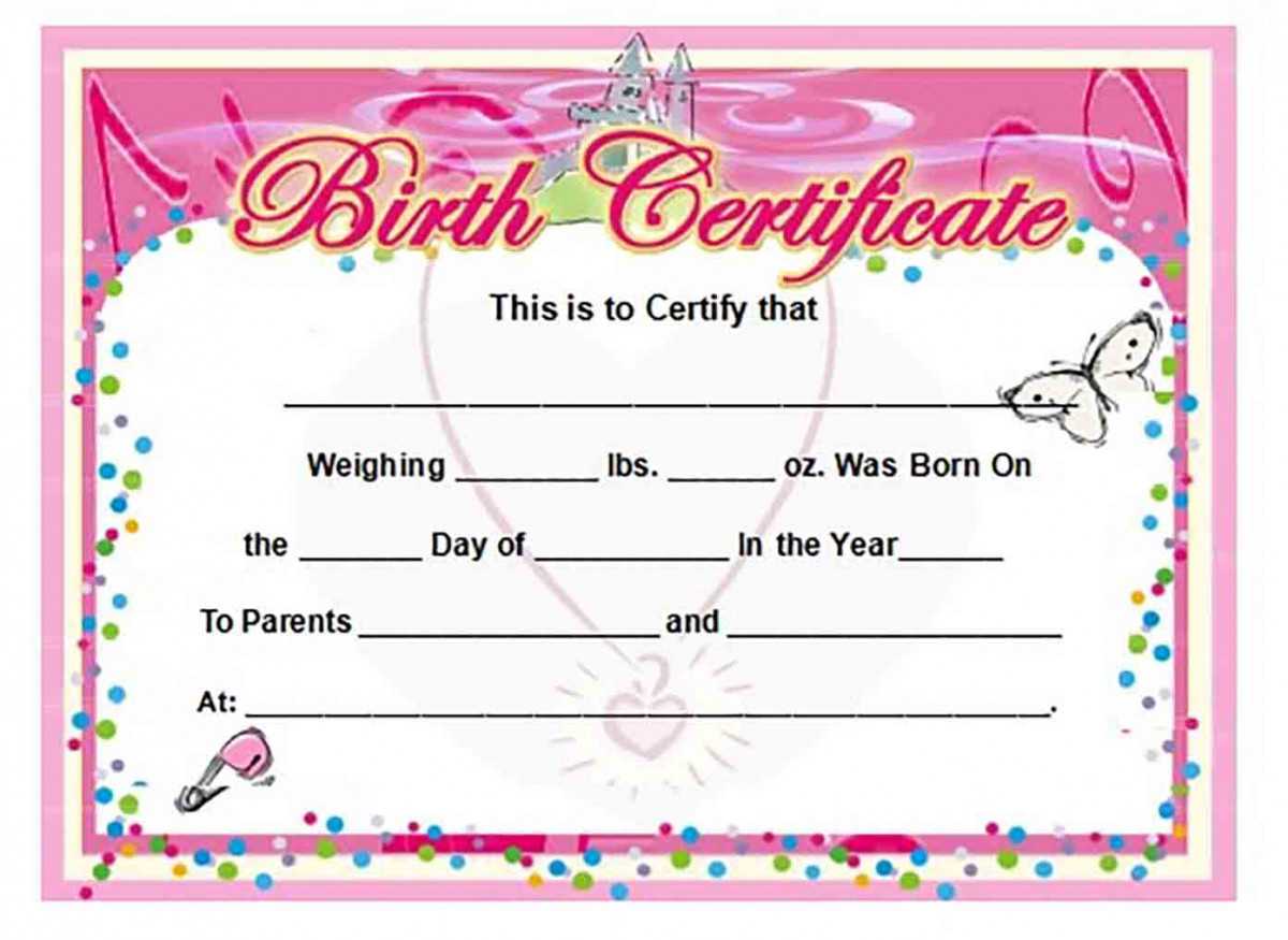 Girl Birth Certificate Template – Barati.ald2014 Throughout Girl Birth Certificate Template