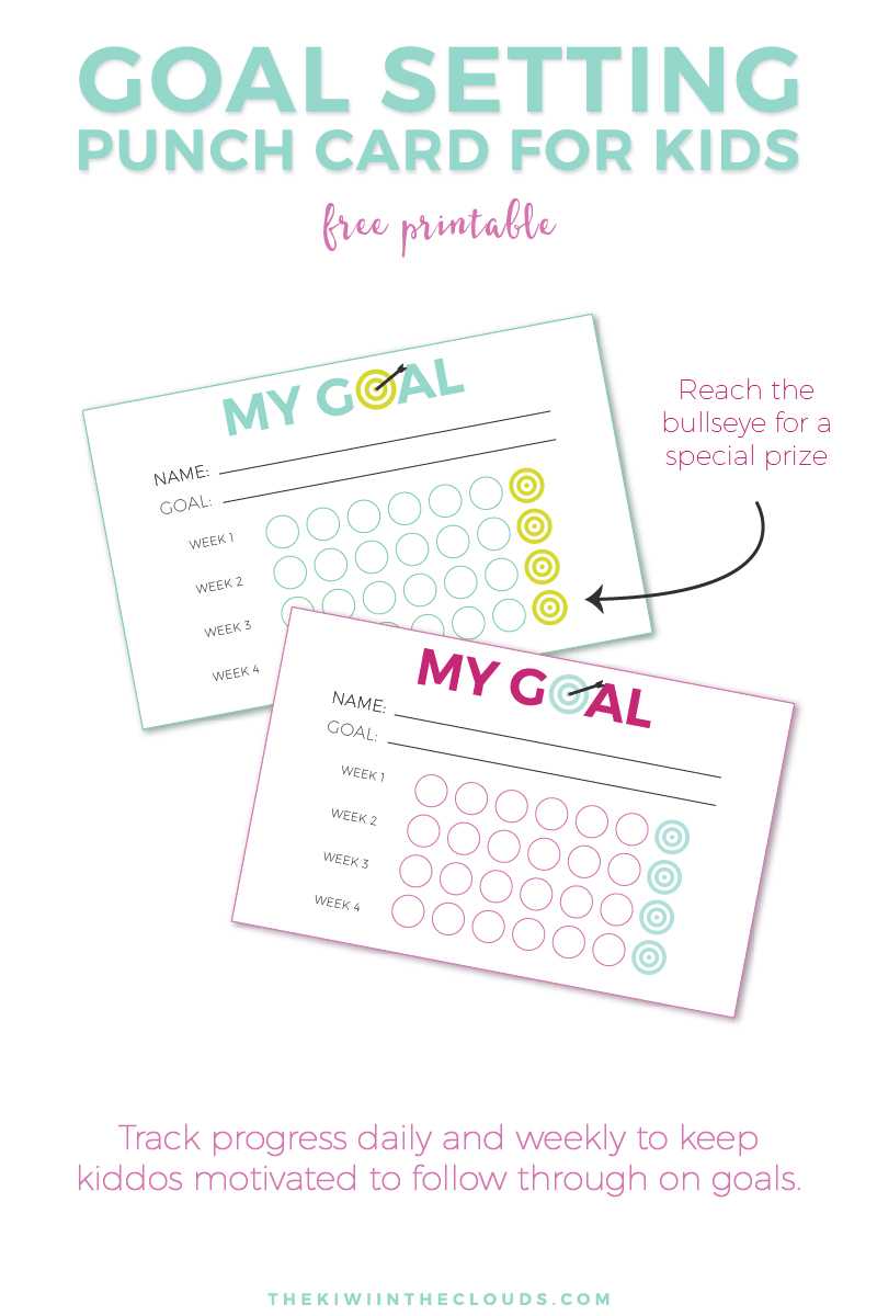 Goal Setting For Kids + Free Printable Punch Cards In Free Printable Punch Card Template