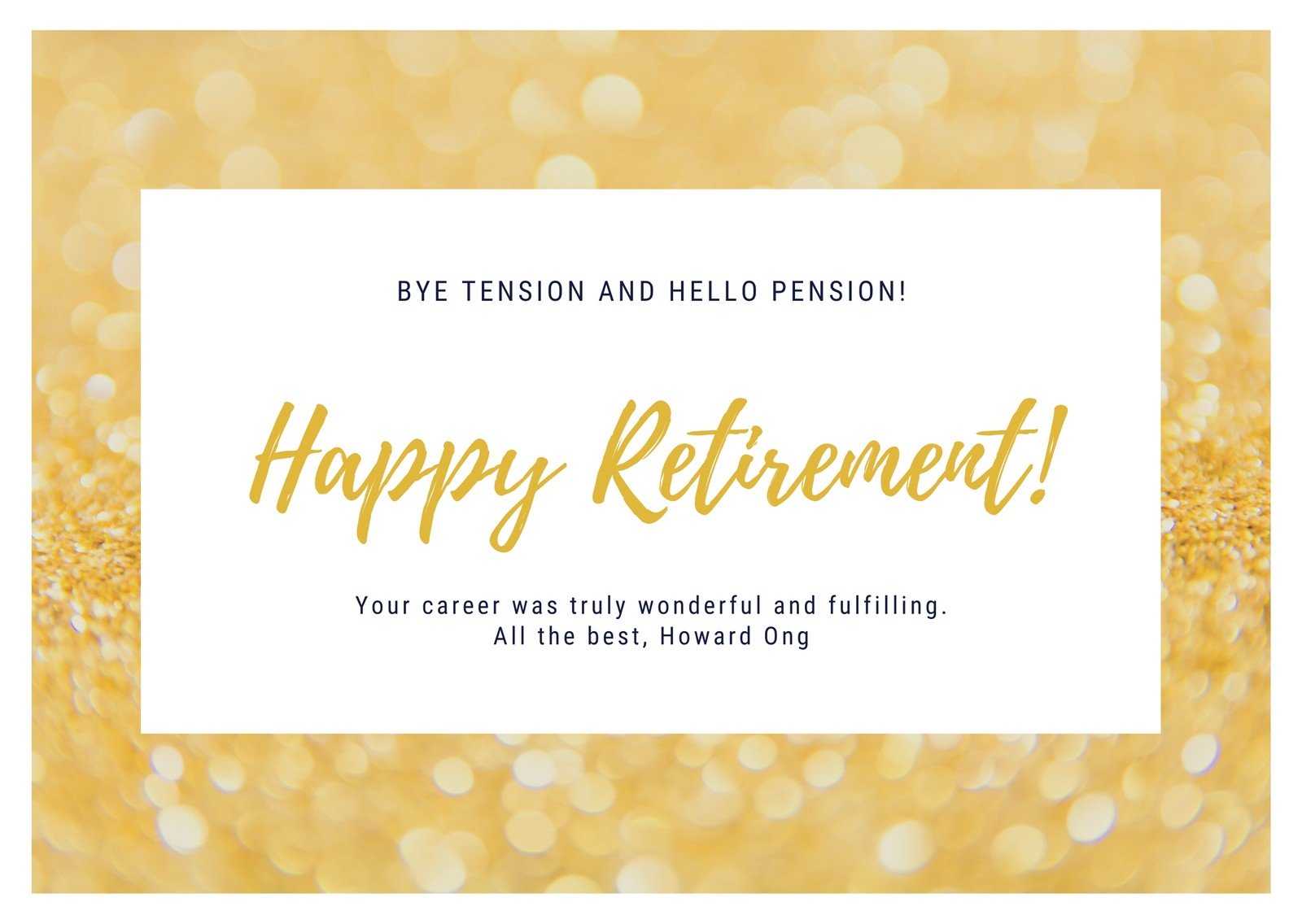 Gold And White Retirement Card - Templatescanva pertaining to Retirement Card Template