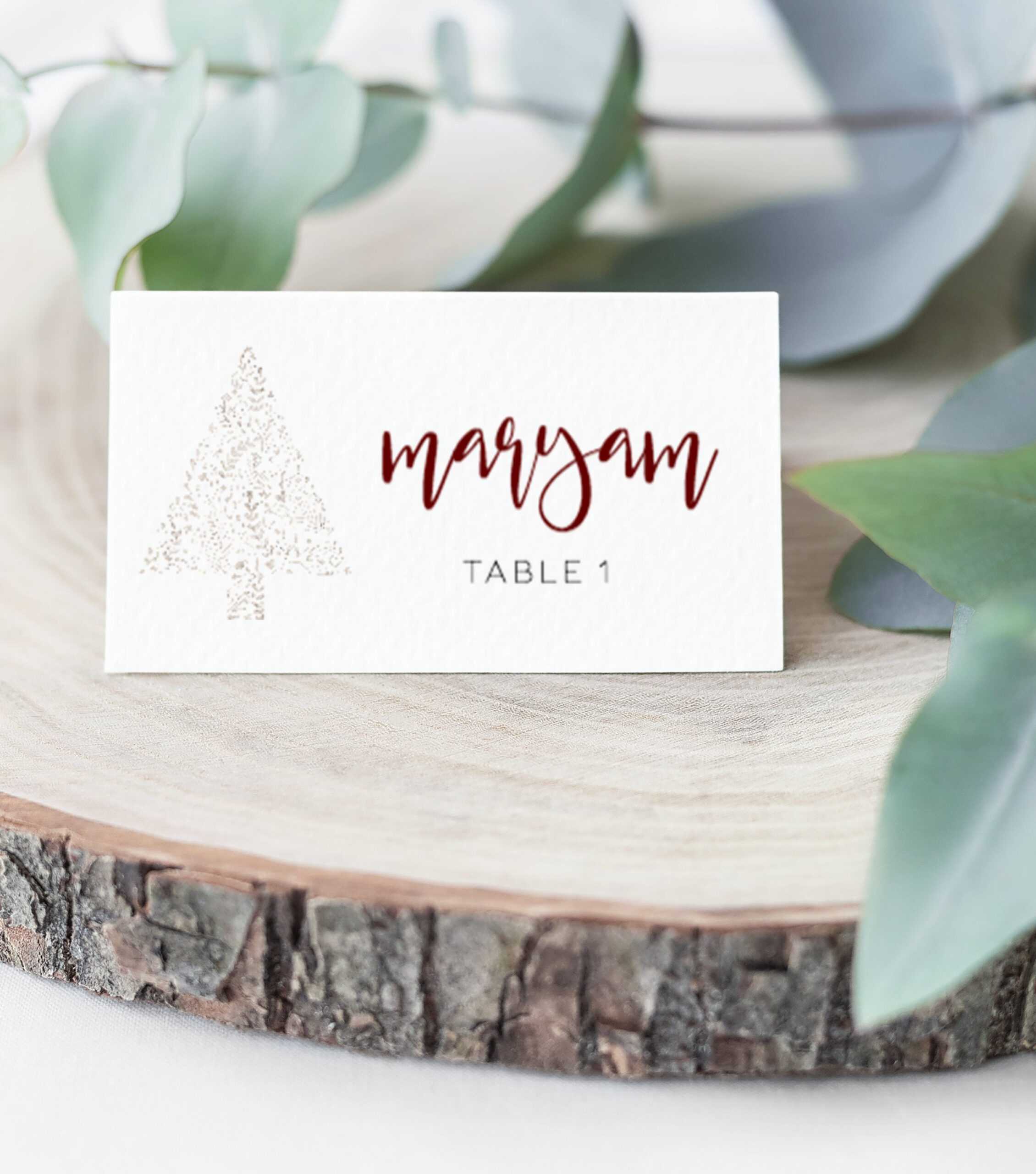 Gold Christmas Place Cards Wedding Name Cards Editable Four Christmas  Shapes Cards Template Instant Download Winter Printable Table Card For Christmas Table Place Cards Template