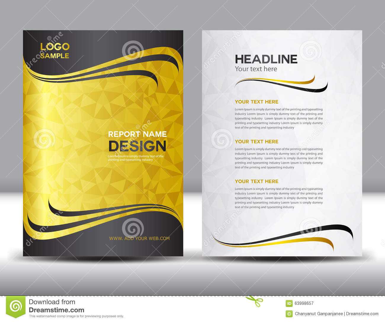 Gold Cover Annual Report Design Vector Illustration Stock Pertaining To Free Illustrator Brochure Templates Download