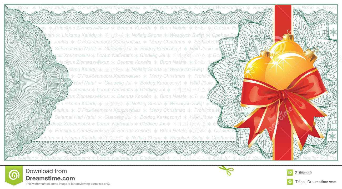 Golden Christmas Gift Certificate Or Discount Stock Vector Within Christmas Gift Certificate Template Free Download