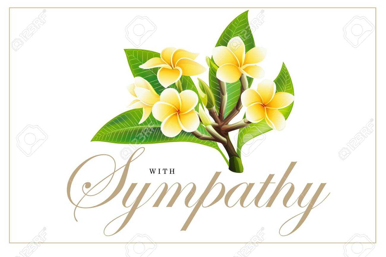 Golden Frangipani Or Plumeria Flowers With Leaves, Design For.. Intended For Sorry For Your Loss Card Template