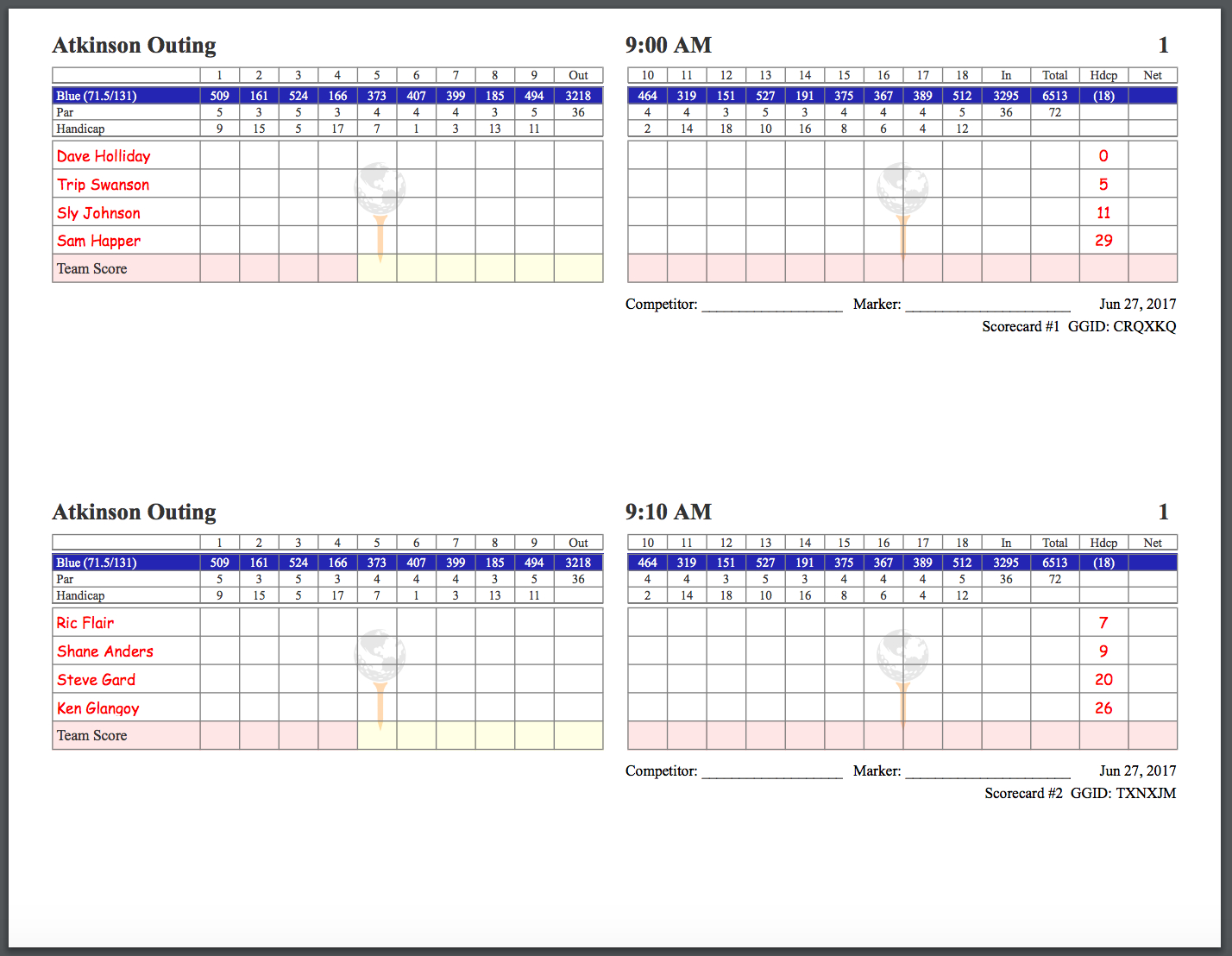 Golfgenius – Printing Scorecards (Format Tab) With Golf Score Cards Template