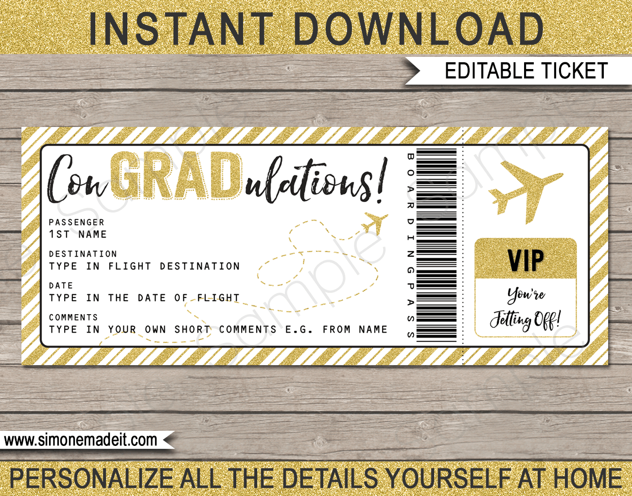 Graduation Gift Boarding Pass Within Graduation Gift Certificate Template Free