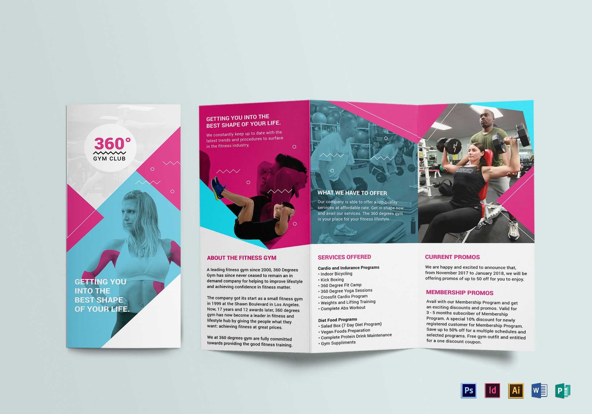 Gym Tri Fold Brochure Template With Regard To Membership Brochure Template