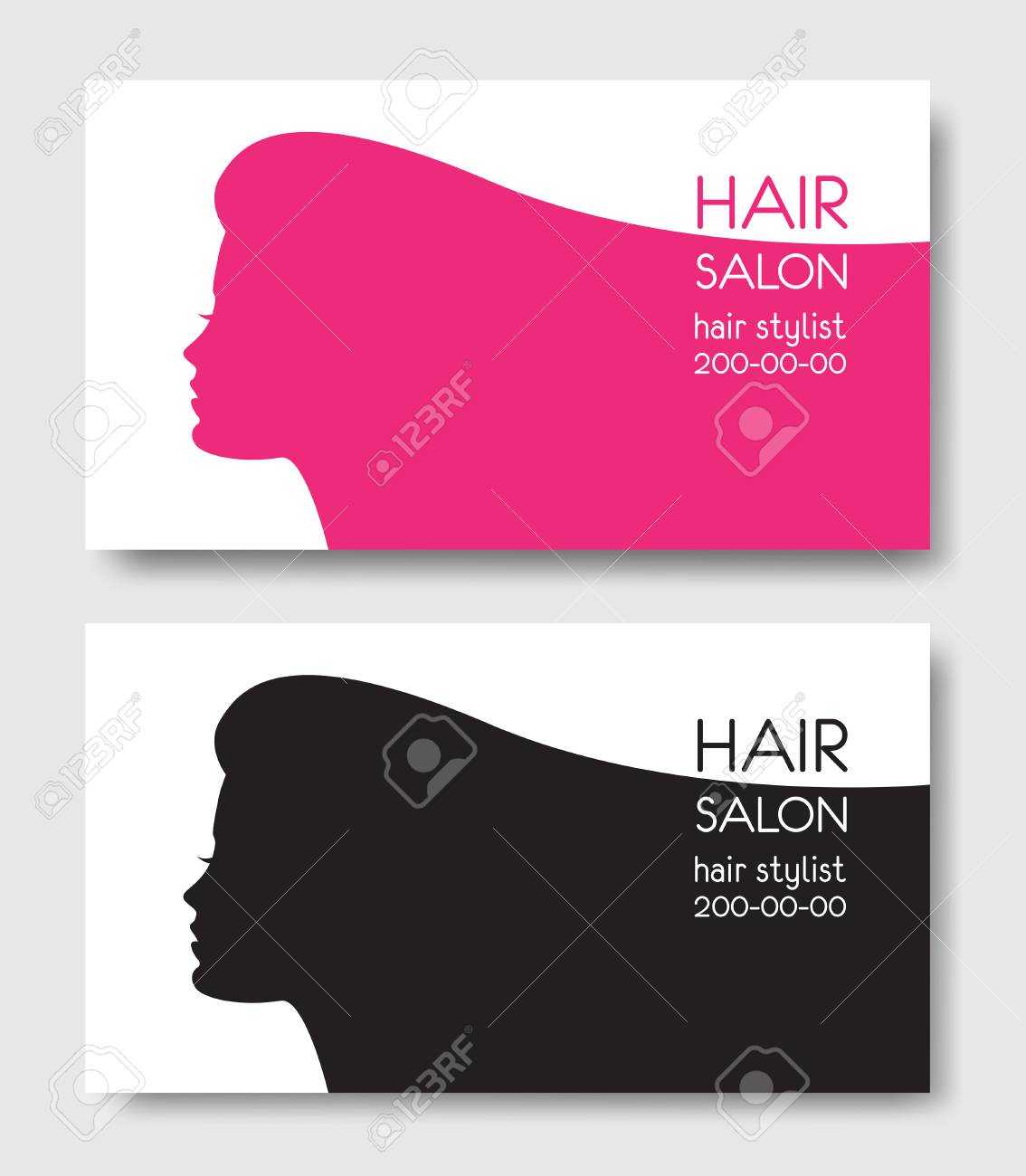 Hair Salon Business Card Templates With Beautiful Woman Face Sil for Hair Salon Business Card Template