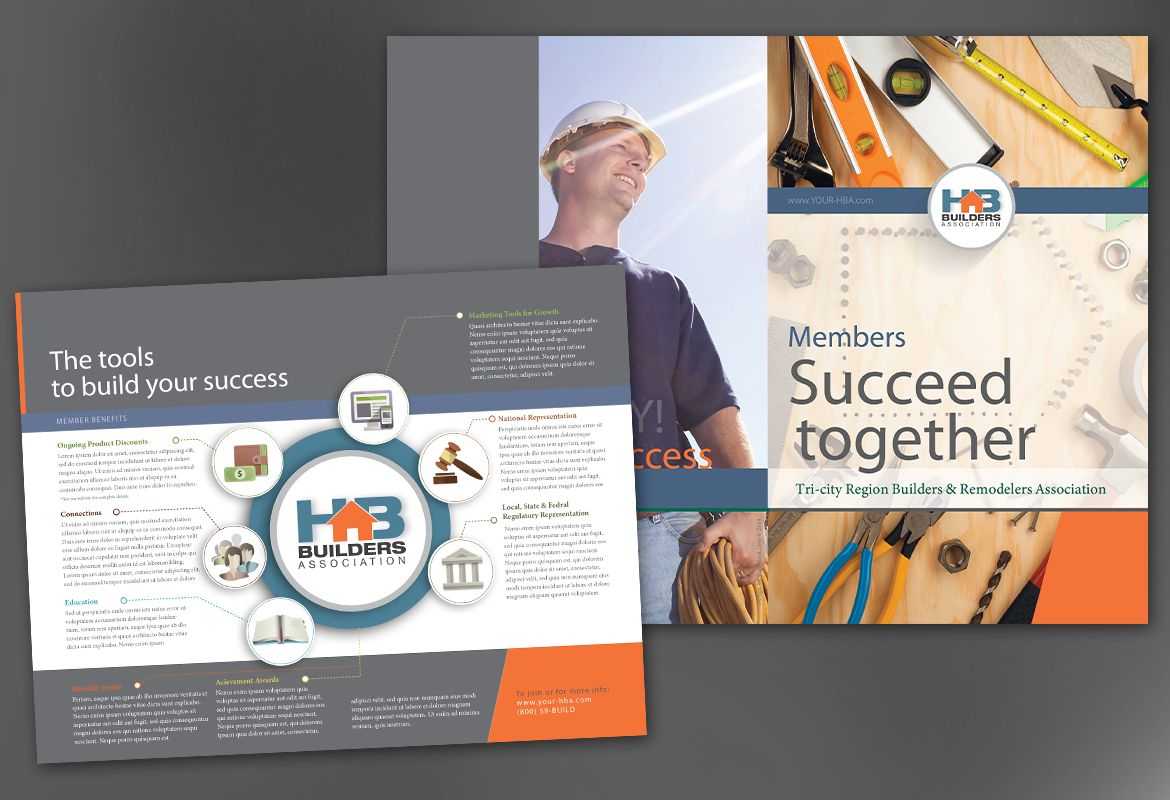 Half Fold Brochure Template For Builders Association. Order In Half Page Brochure Template