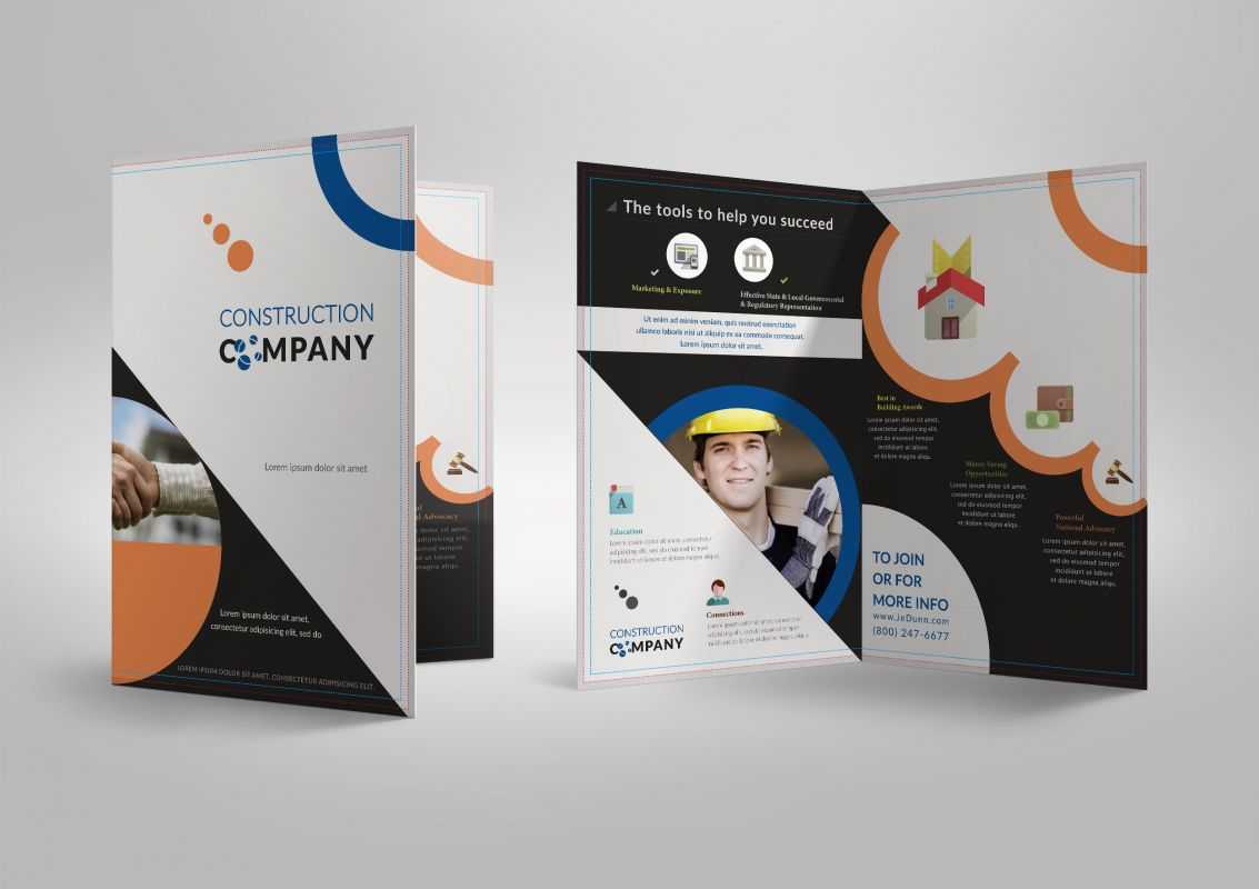 Half Fold Brochure Template For Construction Company Throughout Half Page Brochure Template