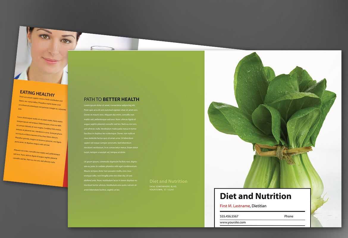 Half Fold Brochure Template For Health And Nutrition. Order Throughout Nutrition Brochure Template