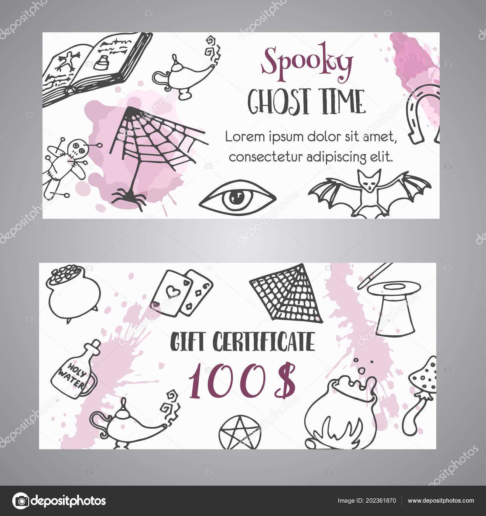 Hand Drawn Halloween Banner Free Voucher Template. Ghost Regarding Halloween Certificate Template