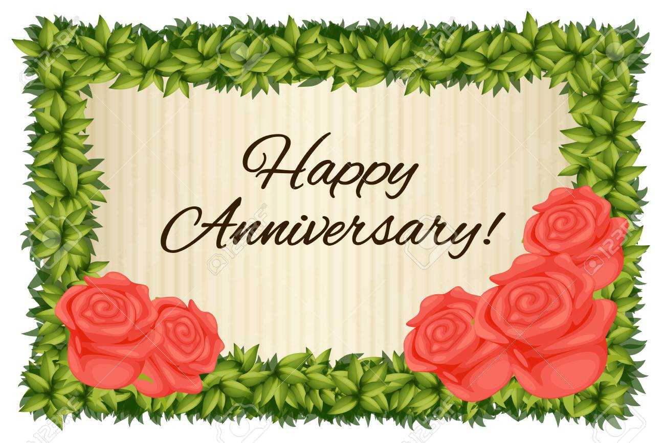 Happy Anniversary Card Template With Red Roses Illustration For Anniversary Card Template Word
