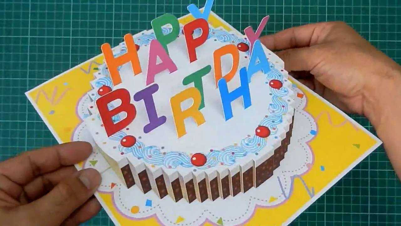 Happy Birthday Cake Pop Up Card Tutorial Within Happy Birthday Pop Up Card Free Template