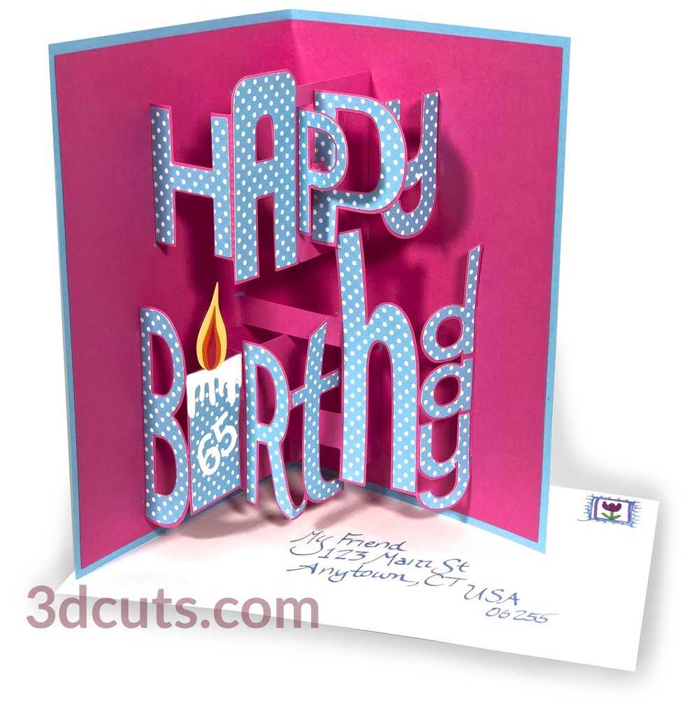 Happy Birthday Card – Whimsy Font  Pop Up — 3Dcuts Throughout Happy Birthday Pop Up Card Free Template