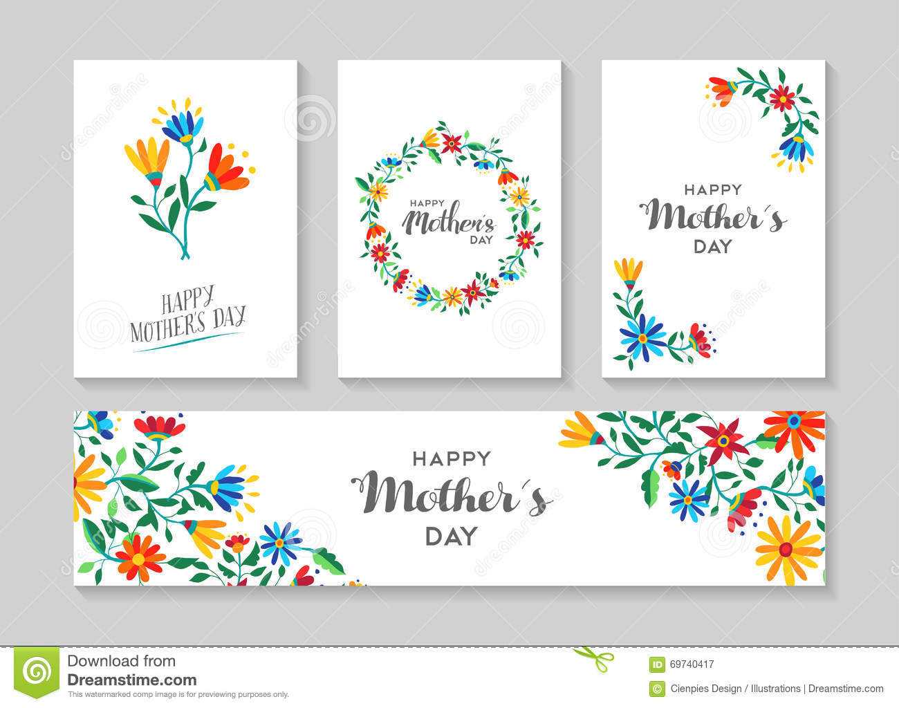 Happy Mothers Day Card And Label Floral Set Stock Vector Pertaining To Mothers Day Card Templates