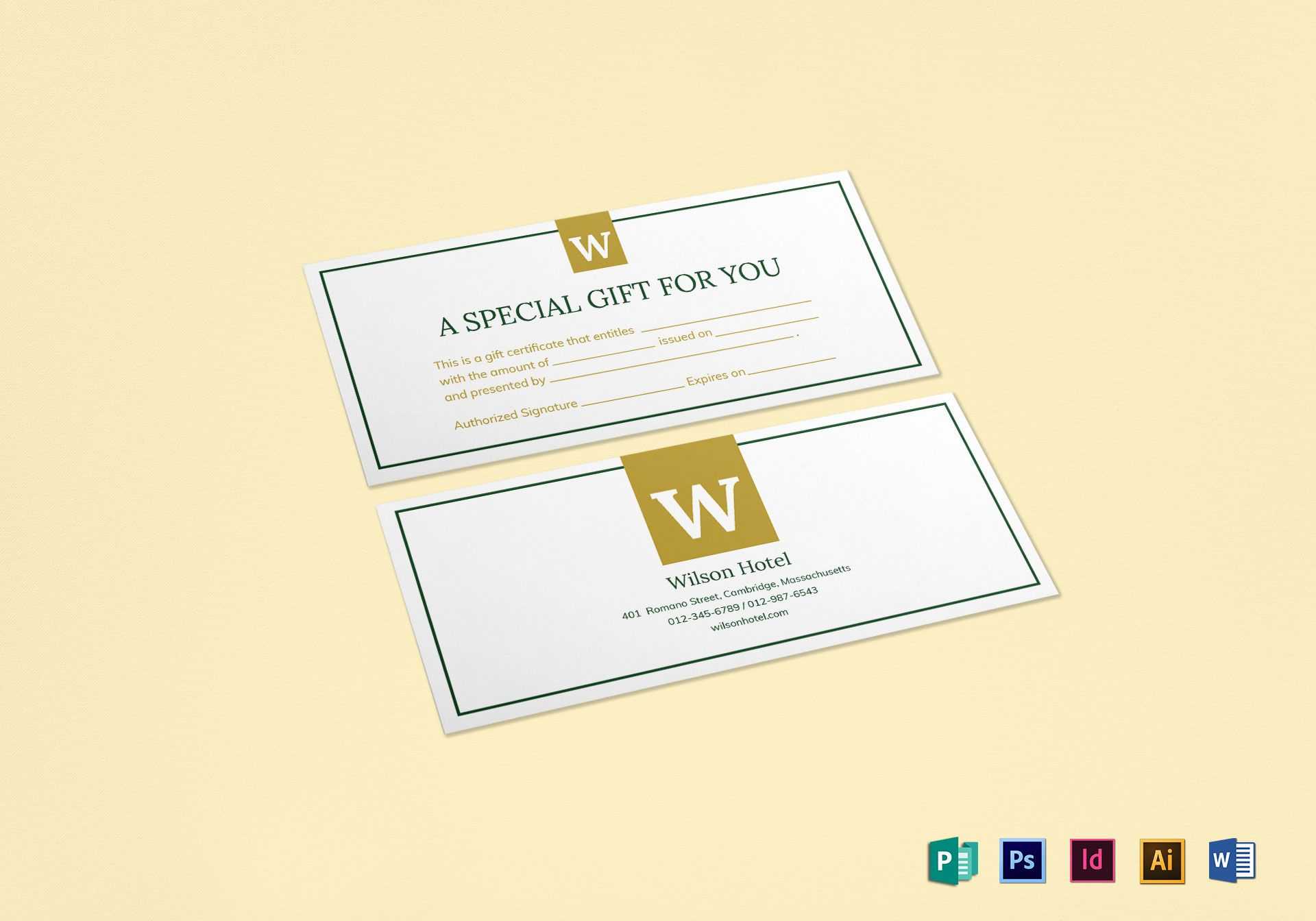 Hotel Gift Certificate Template With Gift Certificate Template Publisher
