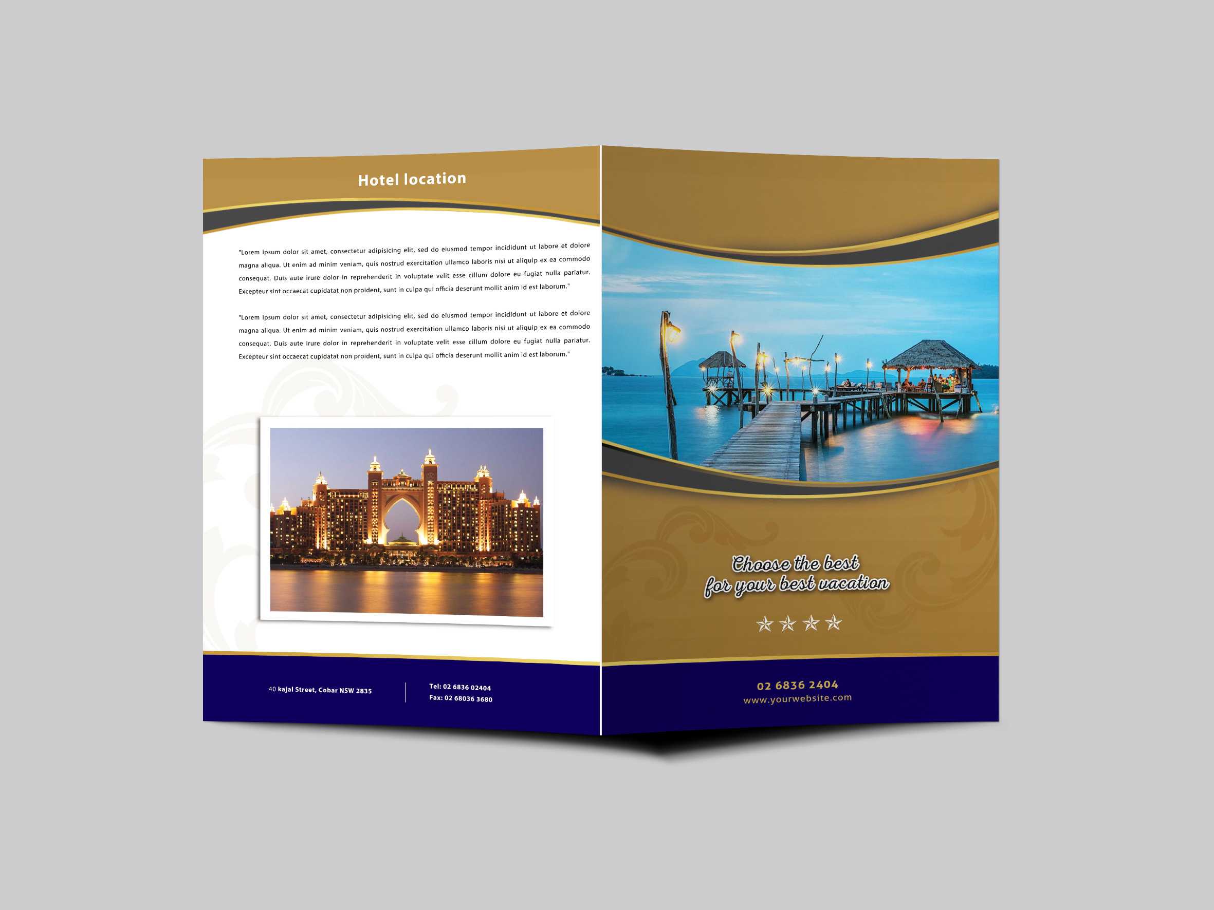 Hotel Resort Bi Fold Brochure Design Templatearun Kumar Regarding Hotel Brochure Design Templates