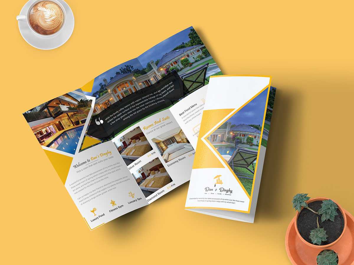 Hotel & Resort – Bifold Brochure Template | Searchmuzli For Hotel Brochure Design Templates