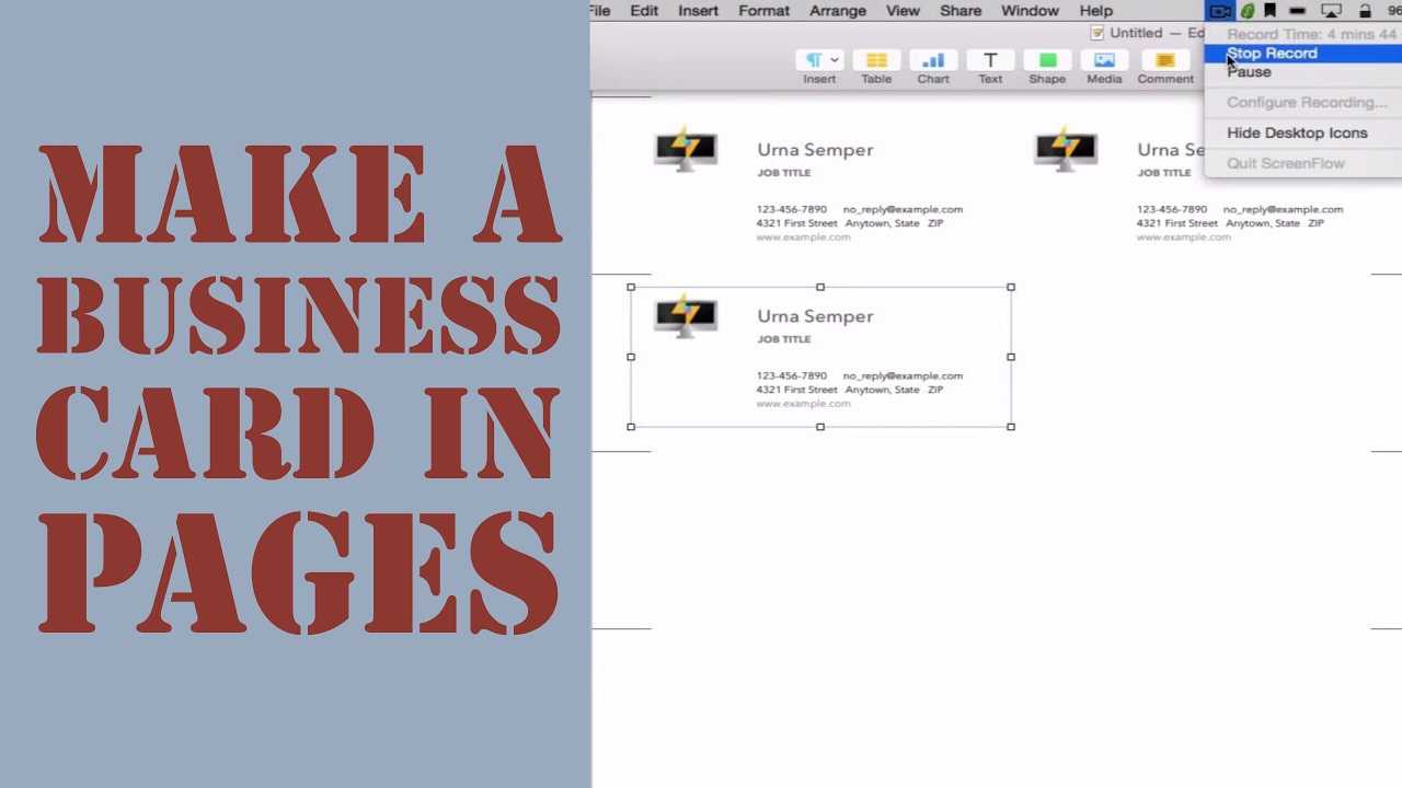 How To Create A Business Card In Pages For Mac (2014) With Pages Business Card Template