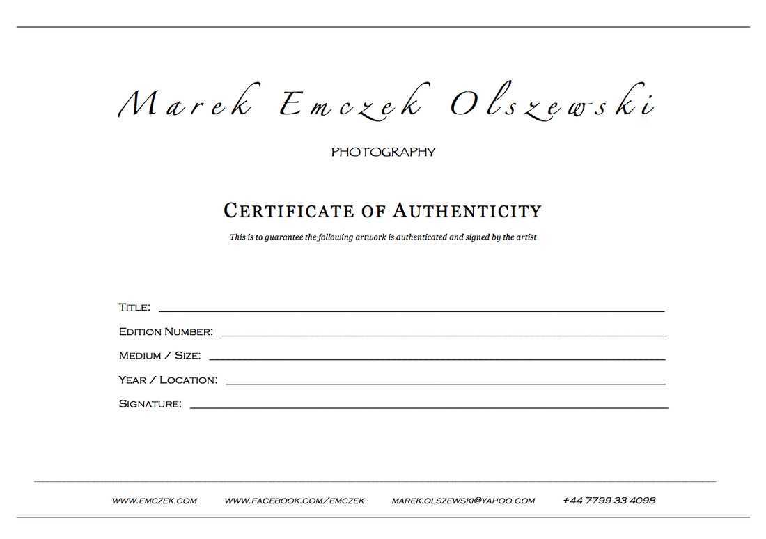 How To Create A Certificate Of Authenticity For Your Photography In Certificate Of Authenticity Photography Template