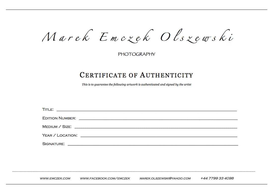 How To Create A Certificate Of Authenticity For Your Photography With Photography Certificate Of Authenticity Template