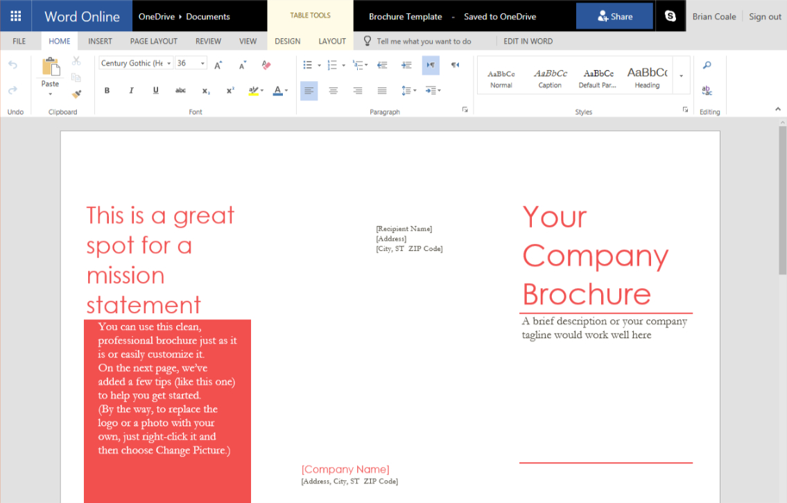 How To Create A Trifold Brochure In Word Online With Regard To Brochure Template On Microsoft Word