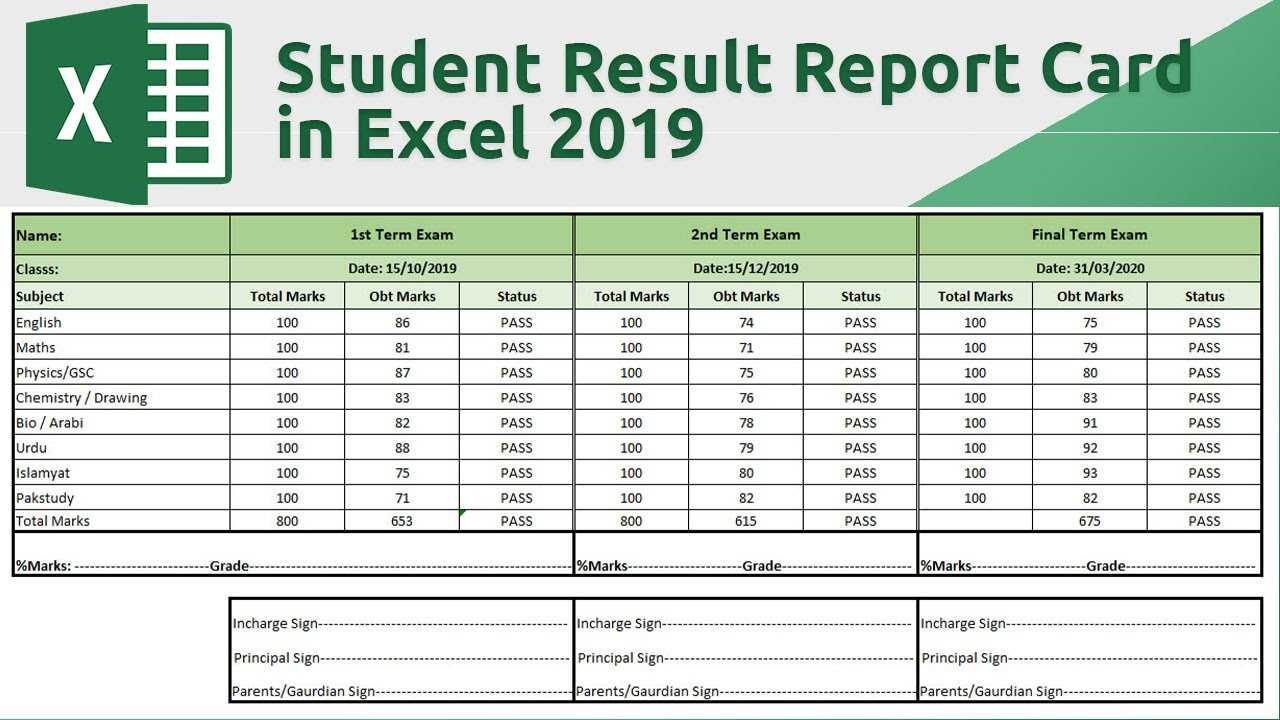 How To Create Student Result Report Card In Excel 2019 Within Homeschool Report Card Template Middle School