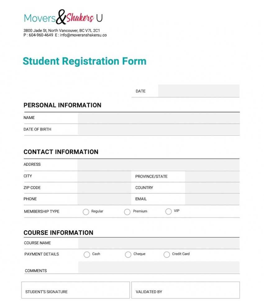 How To Customize A Registration Form Template Using Pertaining To Product Line Card Template Word