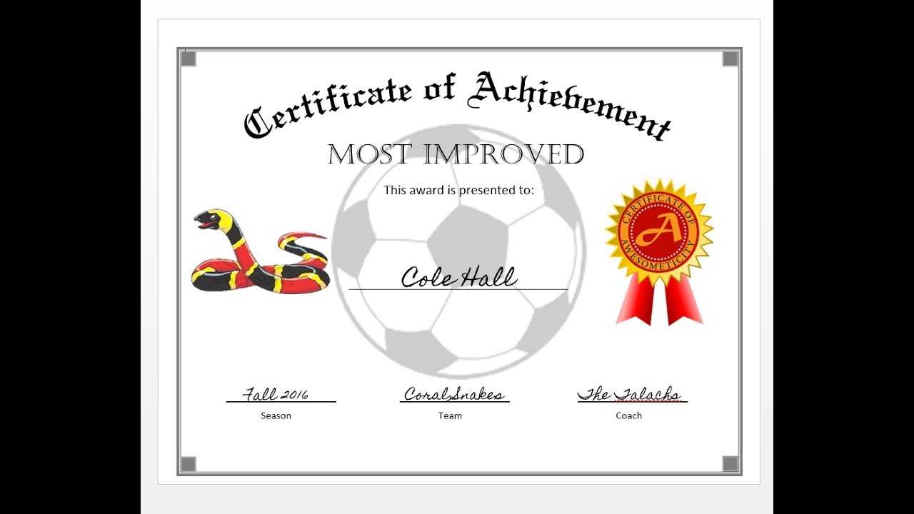 How To Easily Make A Certificate Of Achievement Award With Ms Word Throughout Soccer Certificate Templates For Word