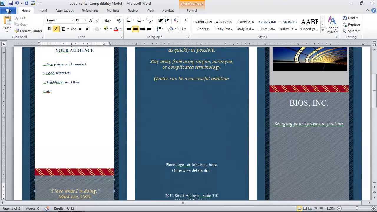 How To Make A Brochure In Microsoft Word Regarding Office Word Brochure Template
