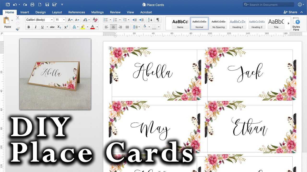How To Make Diy Place Cards With Mail Merge In Ms Word And Adobe Illustrator For Fold Over Place Card Template