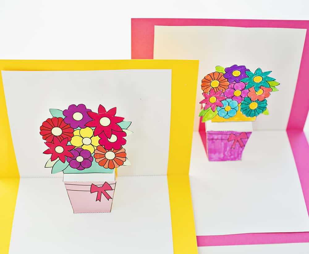 How To Make Pop Up Flower Cards With Free Printables Throughout Free Printable Pop Up Card Templates