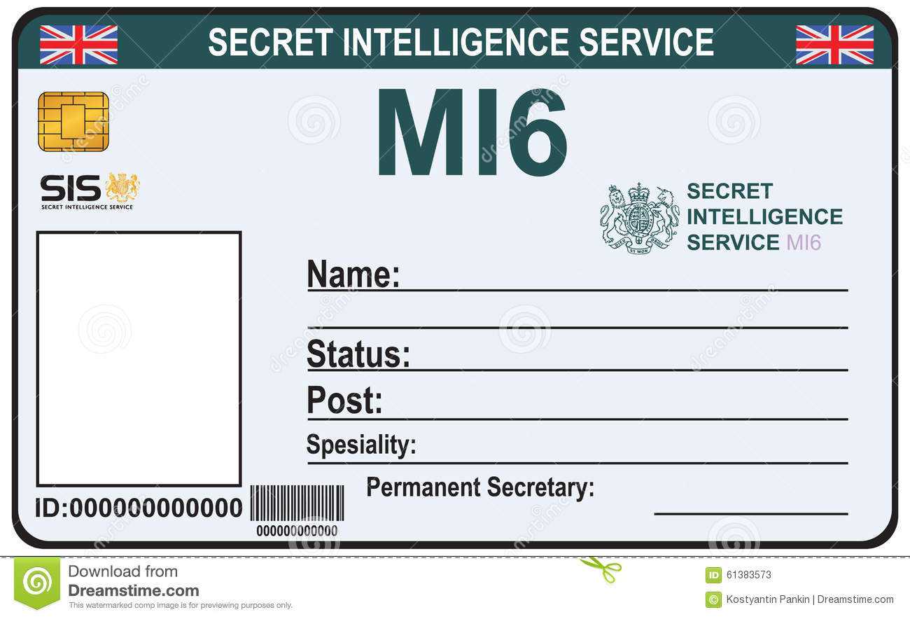 Identity A Secret Agent Of Mi 6 Stock Vector – Illustration Within Mi6 Id Card Template