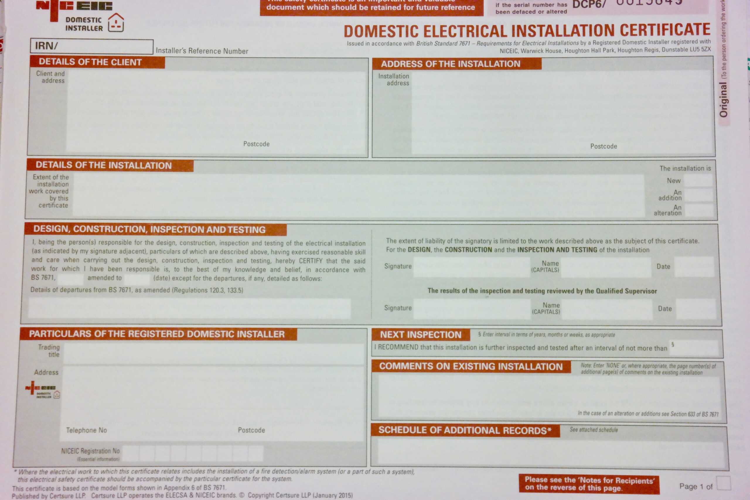 Inspections, Certification & Testing – Auber Electrical Intended For Electrical Minor Works Certificate Template