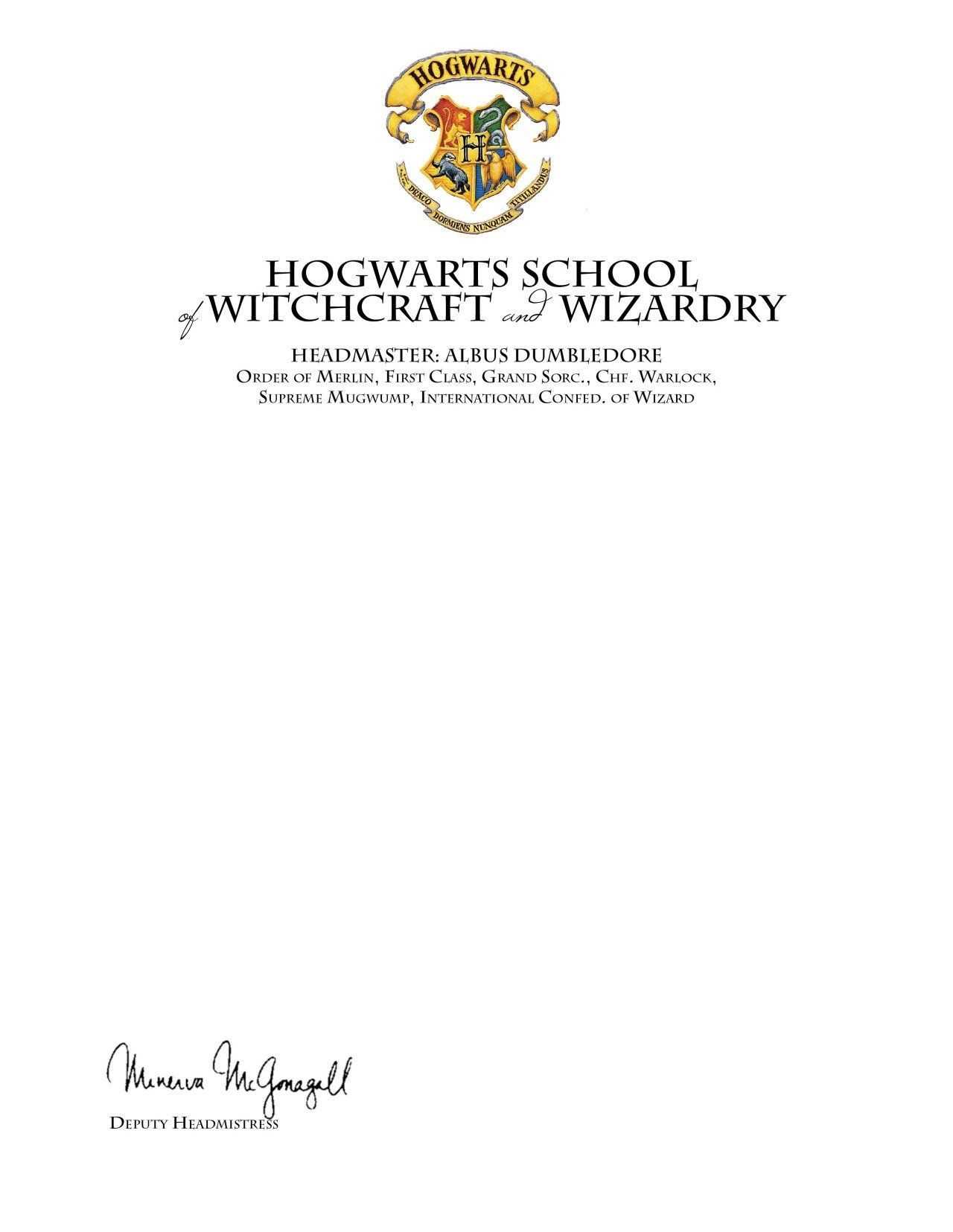 Invitation To Hogwarts Template • Business Template Ideas With Harry Potter Certificate Template