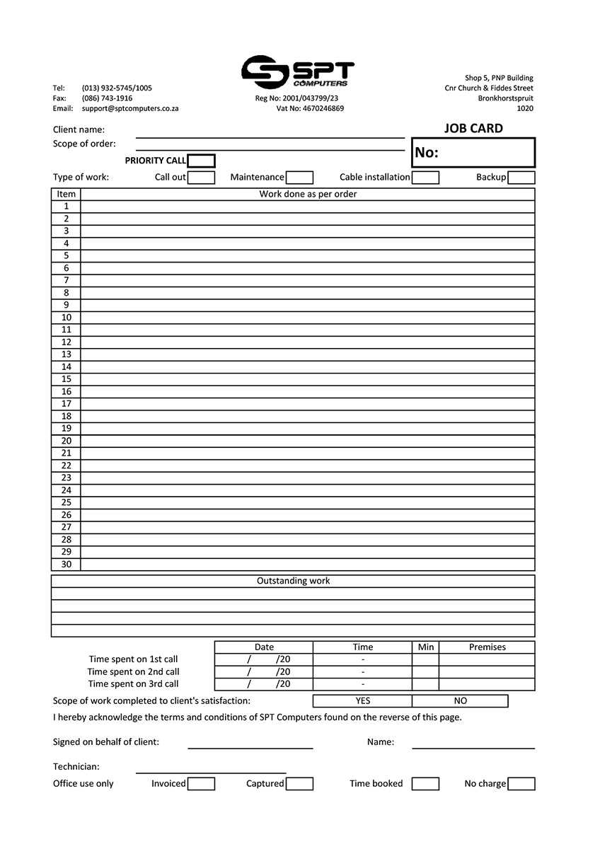 Job Card Template.xlsx – Colourtech Design & Print Intended For Sample Job Cards Templates