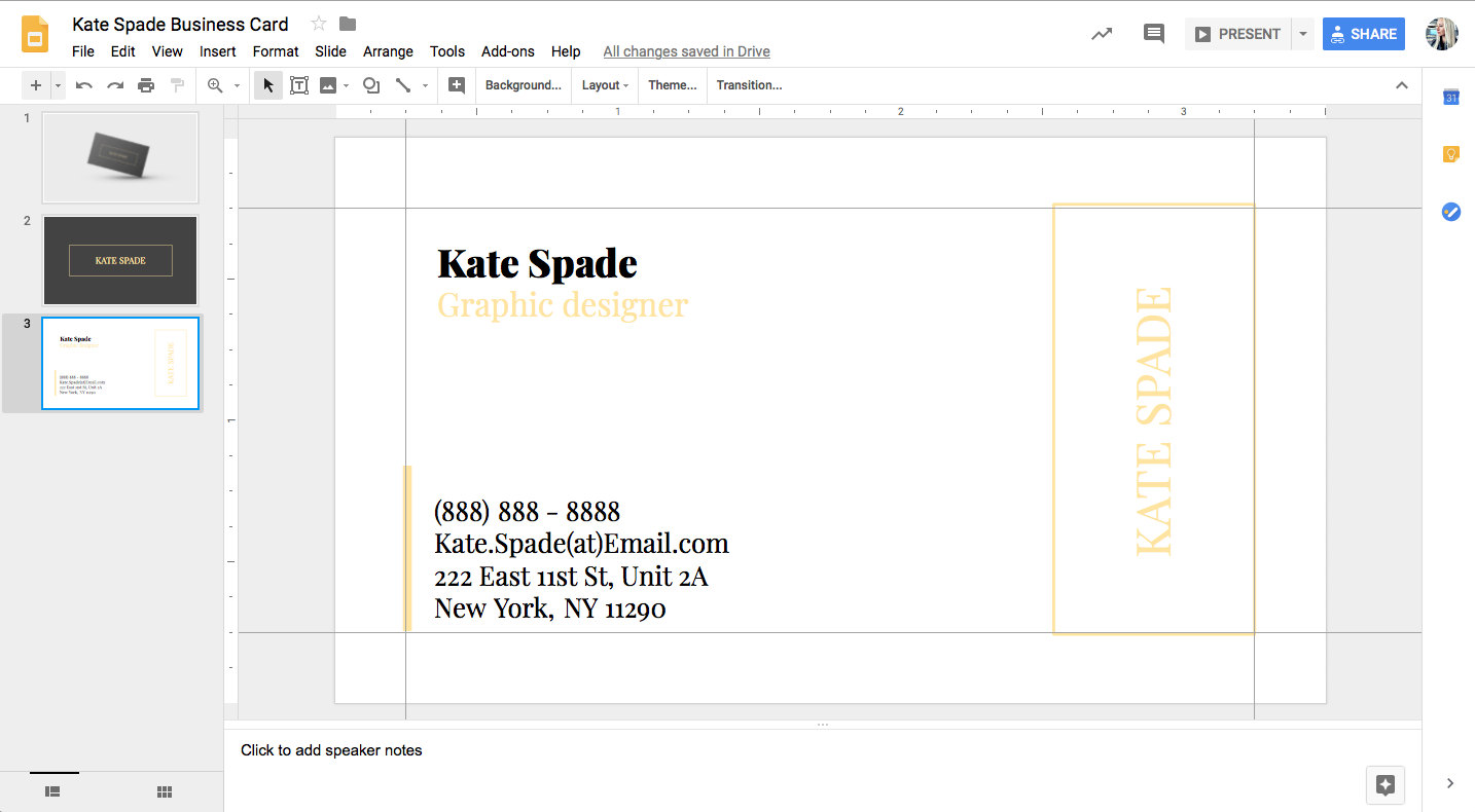 Kate Spade Business Card Template For Google Docs - Stand For Google Docs Business Card Template