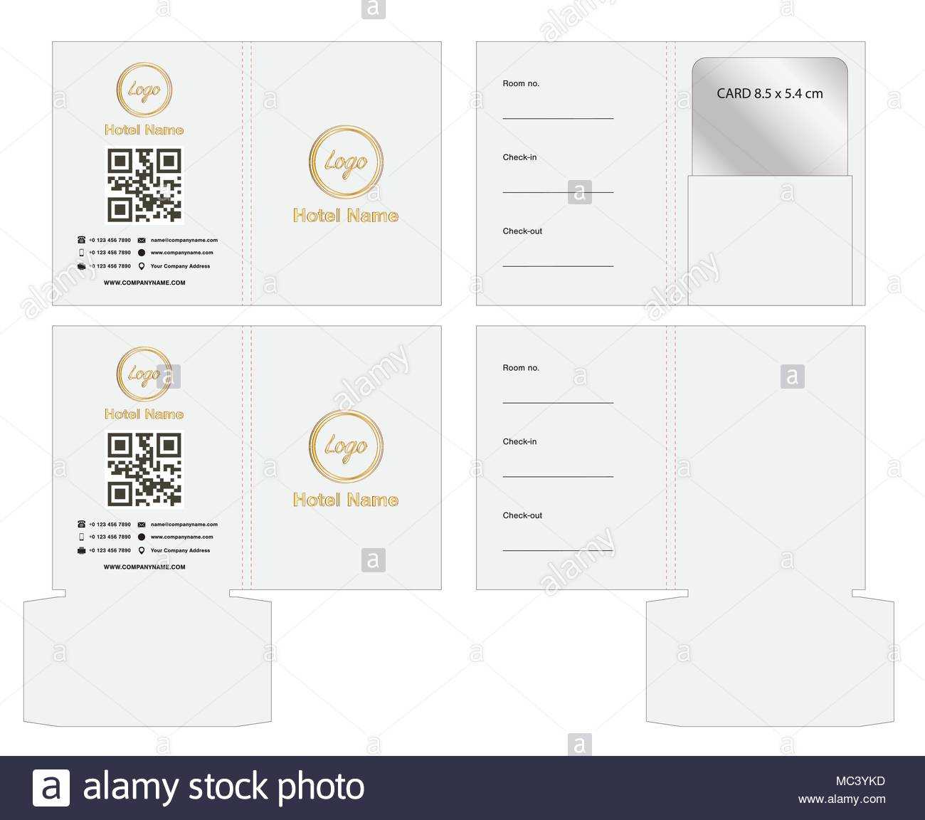 Key Card Envelope Die Cut Template Mock Up Illustration With Hotel Key Card Template