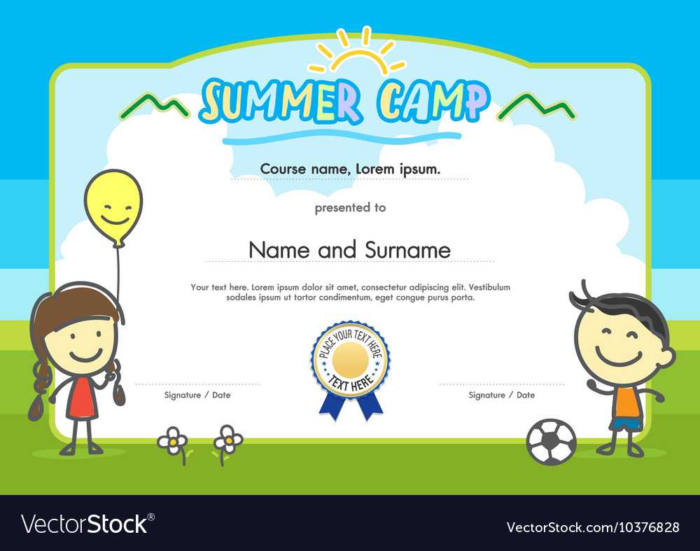 Kids Summer Camp Certificate Document Template for Summer Camp Certificate Template