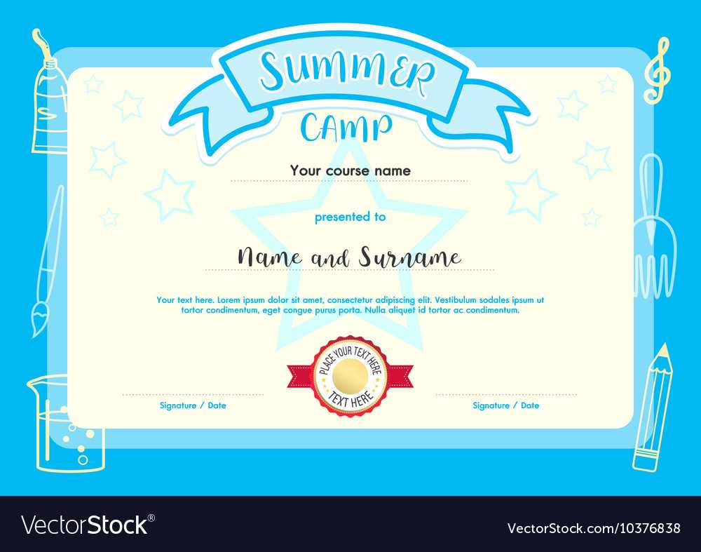 Kids Summer Camp Document Certificate Template Throughout Summer Camp Certificate Template