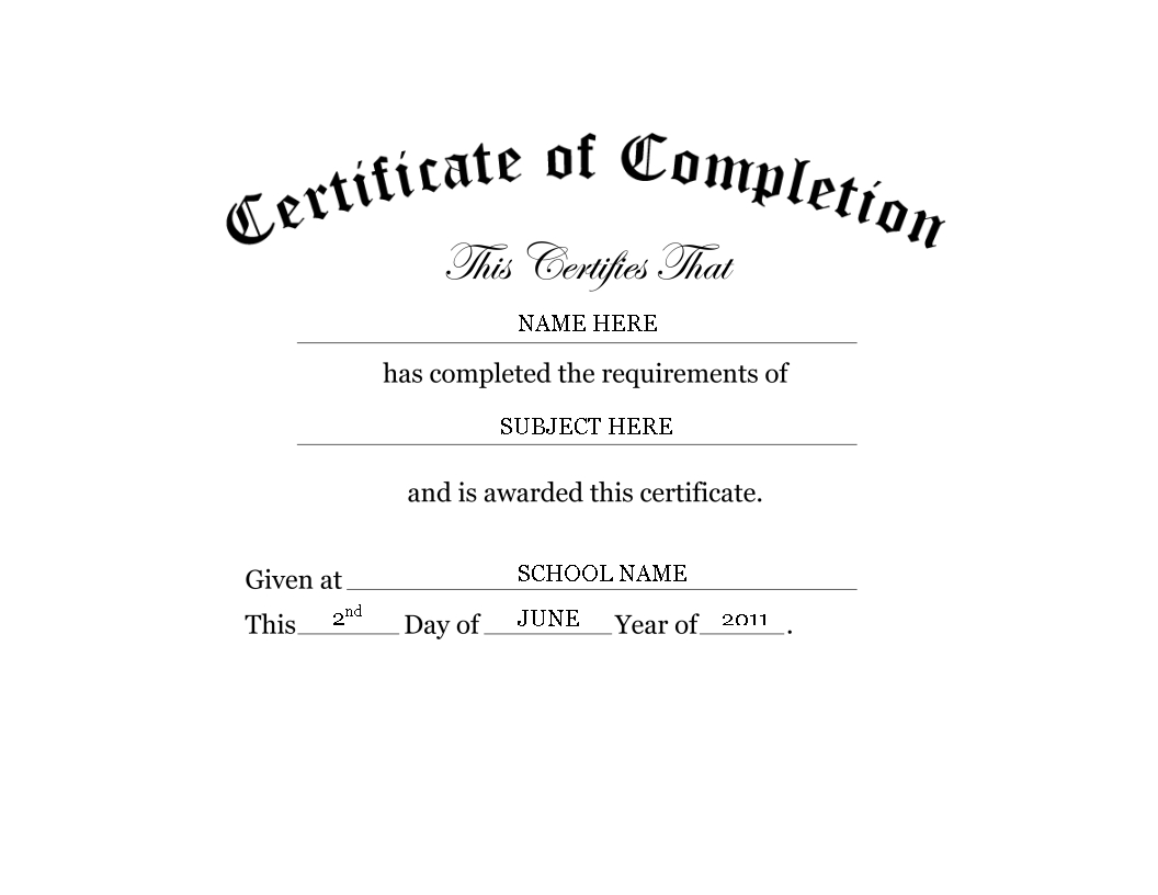 Kindergarten Preschool Certificate Of Completion Word With Regard To Certificate Of Completion Word Template