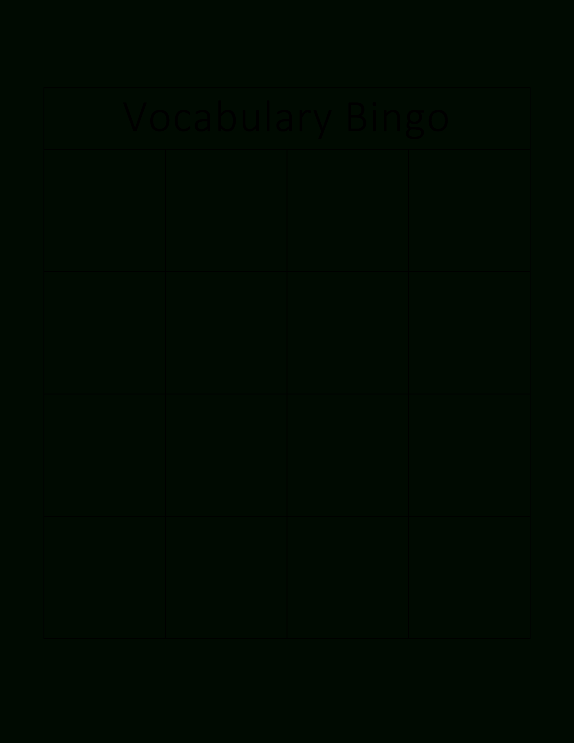 Kostenloses Vocabulary Bingo Card For Bingo Card Template Word