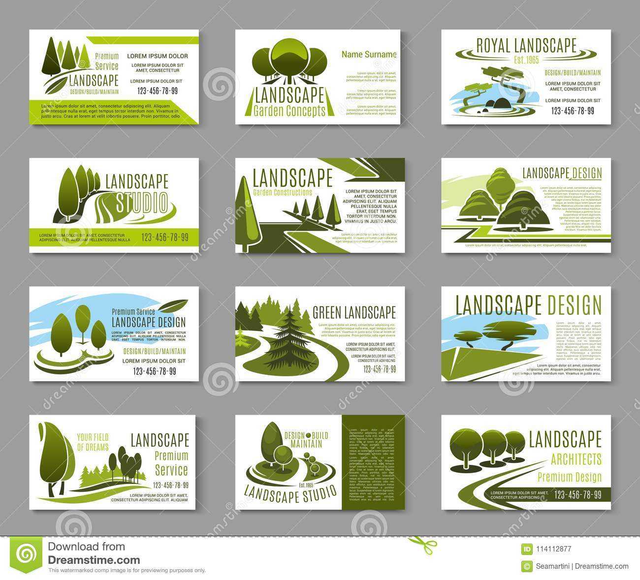 Landscape Design Studio Business Card Template Stock Vector For Gardening Business Cards Templates