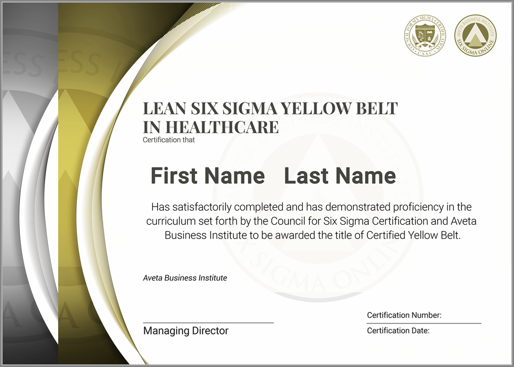 Lean Six Sigma Yellow Belt Certification In Healthcare With Green Belt Certificate Template