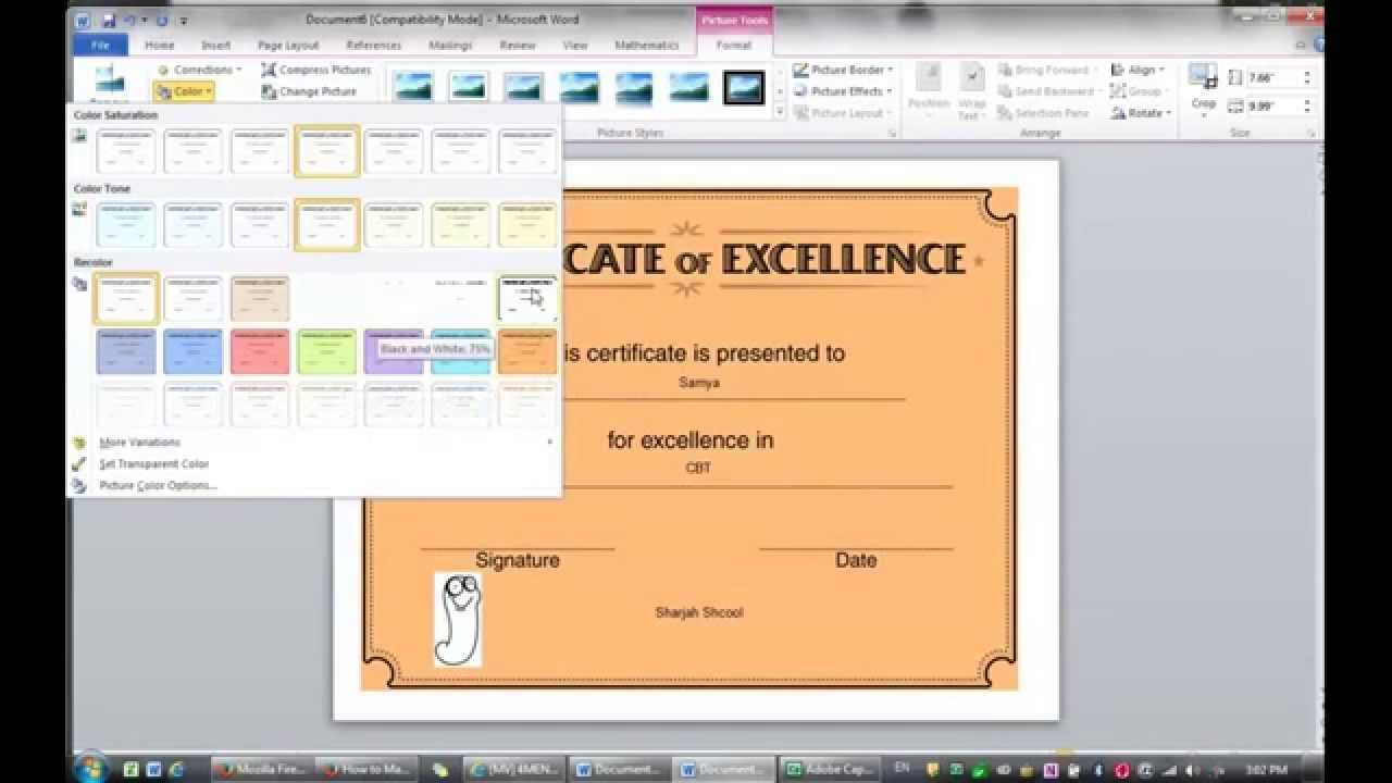 Lesson 2: Learning How To Make Certificate (Ms Word 2010) In Word 2013 Certificate Template