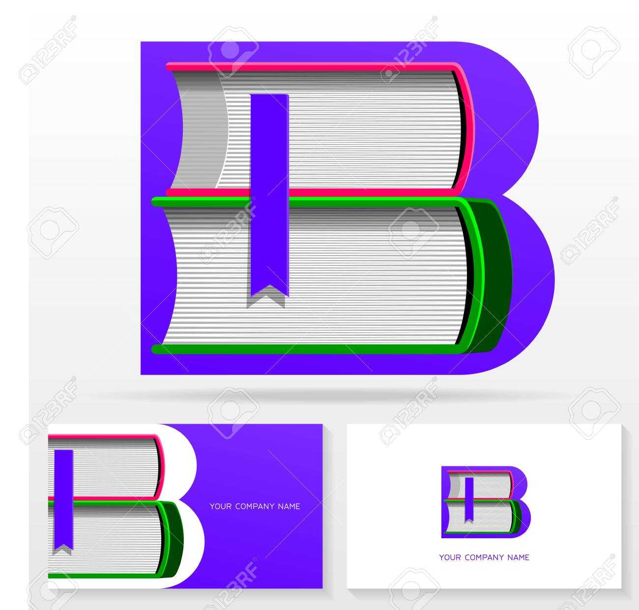 Letter B Logo Design Template. Letter B Made Of Books. Colorful.. With Regard To Library Catalog Card Template